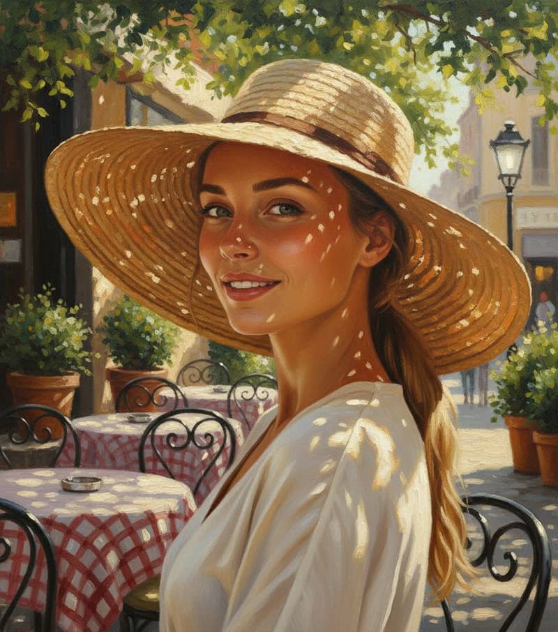 (oil painting on canvas 1. 2), portrait of a pretty dark blo... - Prompt 15 | grokimages.net - Grok Imagine